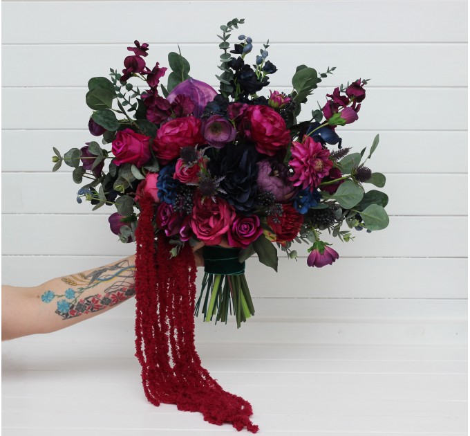 Jewel-Tone Wedding Bouquets – Faux Bridal & Bridesmaid Flowers in Deep Rich Colors