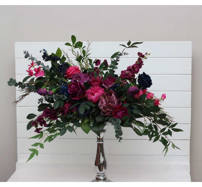Jewel-Tone Standing Flowers – Faux Aisle Décor in Navy, Burgundy, Magenta & Emerald
