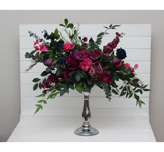 Jewel-Tone Standing Flowers – Faux Aisle Décor in Navy, Burgundy, Magenta & Emerald