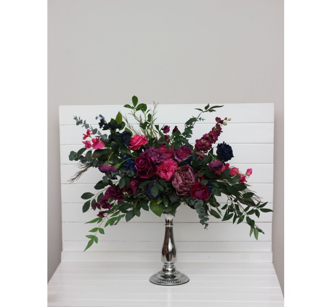 Jewel-Tone Standing Flowers – Faux Aisle Décor in Navy, Burgundy, Magenta & Emerald