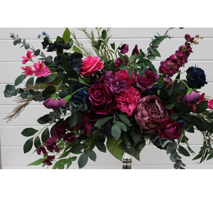 Jewel-Tone Standing Flowers – Faux Aisle Décor in Navy, Burgundy, Magenta & Emerald