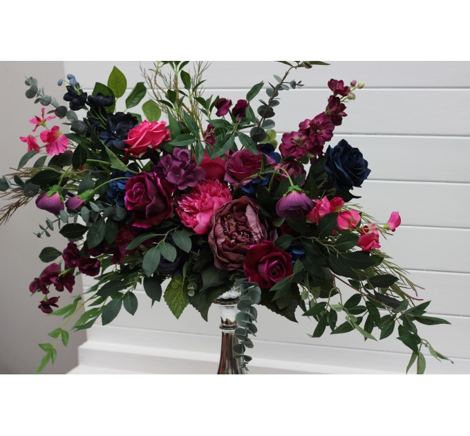 Jewel-Tone Standing Flowers – Faux Aisle Décor in Navy, Burgundy, Magenta & Emerald