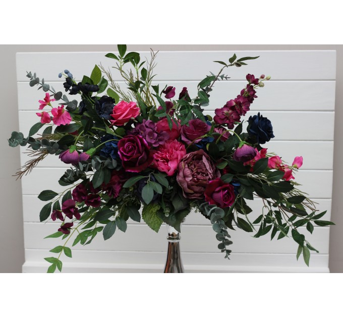 Jewel-Tone Standing Flowers – Faux Aisle Décor in Navy, Burgundy, Magenta & Emerald