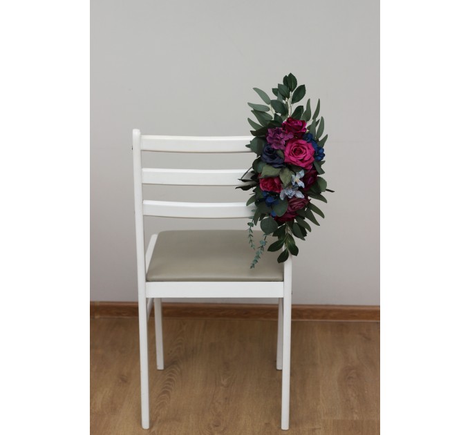 Jewel-Tone Aisle Flowers – Faux Wedding Décor in Navy, Burgundy, Magenta & Emerald