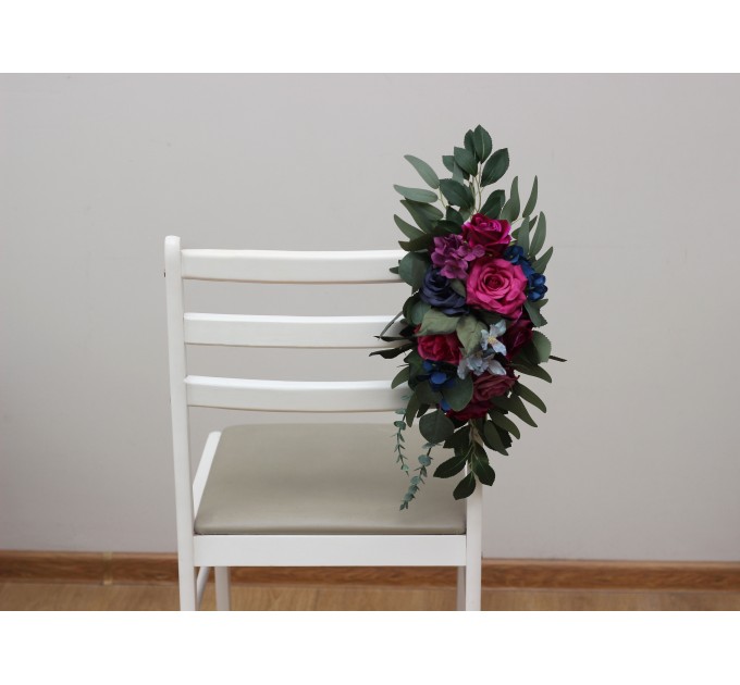 Jewel-Tone Aisle Flowers – Faux Wedding Décor in Navy, Burgundy, Magenta & Emerald