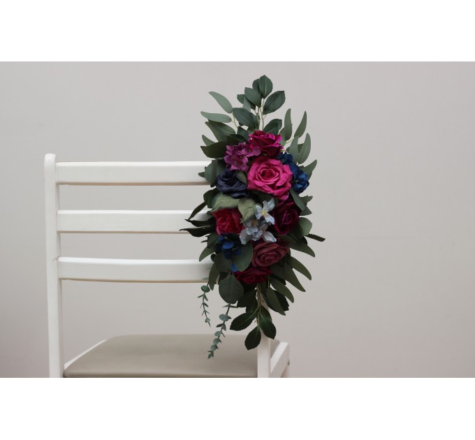 Jewel-Tone Aisle Flowers – Faux Wedding Décor in Navy, Burgundy, Magenta & Emerald