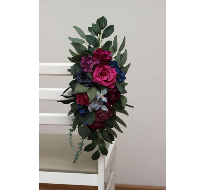 Jewel-Tone Aisle Flowers – Faux Wedding Décor in Navy, Burgundy, Magenta & Emerald