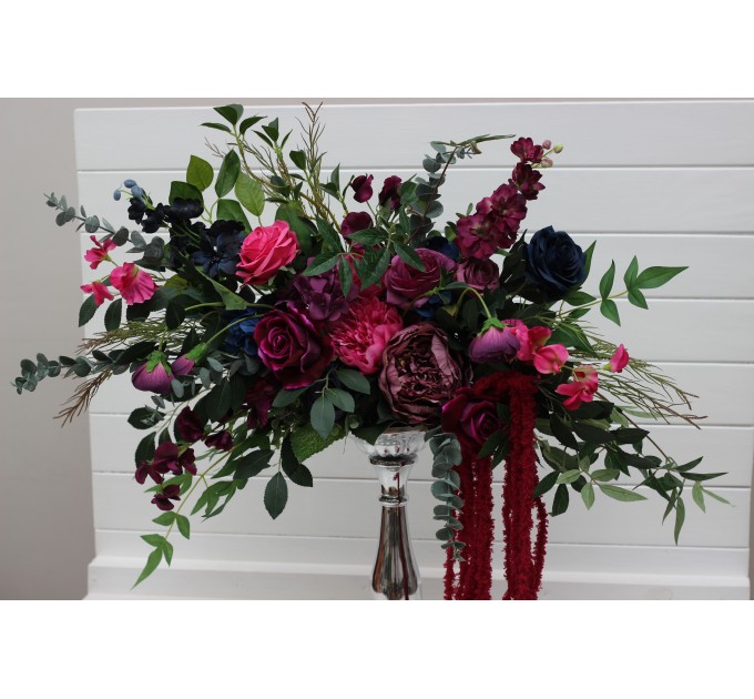 Jewel-Tone Standing Flowers – Faux Aisle Décor in Navy, Burgundy, Magenta & Emerald