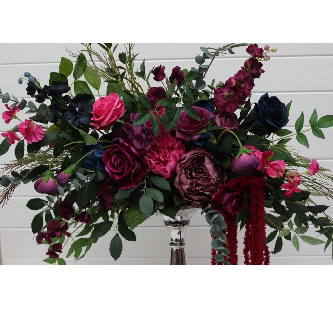 Jewel-Tone Standing Flowers – Faux Aisle Décor in Navy, Burgundy, Magenta & Emerald