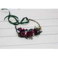 Jewel-Tone Flower Crown – Faux Floral Hair Wreath in Burgundy, Navy, Magenta & Emerald