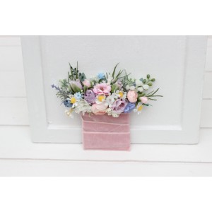 Wildflowers pocket boutonniere in lilac ivory blush pink  color scheme. Flower accessories. Pocket flowers. Square flowers. 5248