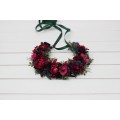 Navy, Burgundy, Magenta, Fuchsia, Purple & Emerald Flower Crown – Faux Floral Hair Wreath for Bride or Flower Girl