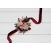 Burgundy & Blush Pink Wedding Boutonnieres & Wrist Corsages – Faux Floral Accessories