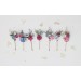 Set of 7 Colorful Flower Bobby Pins – Faux Wedding Hair Accessories in Dusty Blue, Magenta, Pink & White