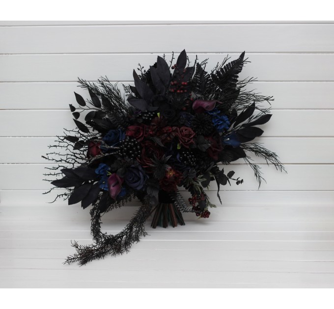 Gothic Wedding Bouquet – Purple, Black, Blue & Burgundy Dark Moody Flowers