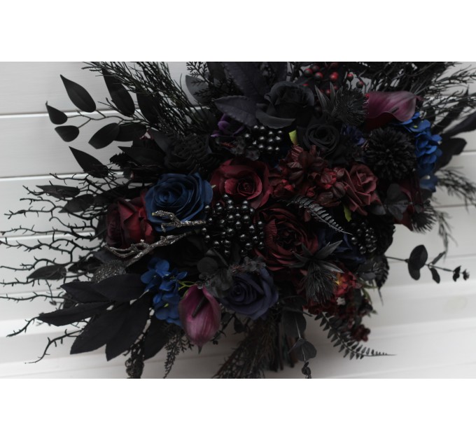 Gothic Wedding Bouquet – Purple, Black, Blue & Burgundy Dark Moody Flowers