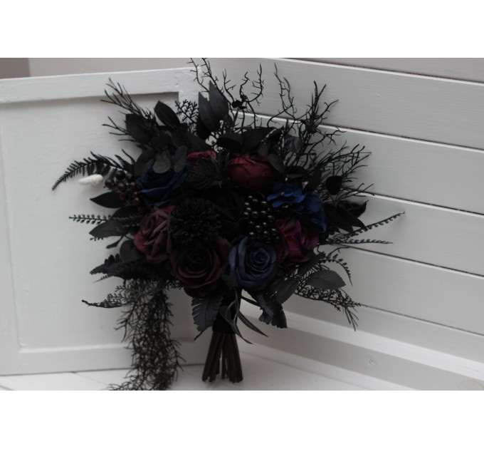 Gothic Wedding Bouquet – Purple, Black, Blue & Burgundy Dark Moody Flowers