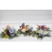 Simple Wedding Table Flowers – Wildflower Mini Bouquets in Dusty Blue, Peach, Lilac & Cream