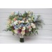 Pastel Wildflower Bridal Bouquet – Faux Wedding Flowers in Dusty Blue, Peach, Lilac & Cream