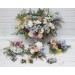 Simple Wedding Table Flowers – Wildflower Mini Bouquets in Dusty Blue, Peach, Lilac & Cream