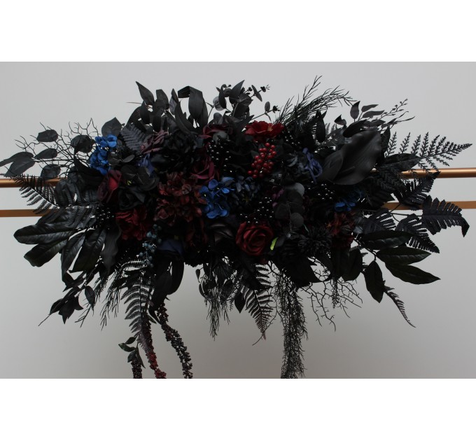 Gothic Wedding Arbor Flowers – Burgundy, Black, Blue & Purple Halloween Floral Archway