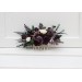 Deep Purple, Black, Ivory & Green Flower Comb – Faux Floral Wedding Hair Accessory