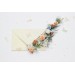 Set of 7 Peach, Dusty Blue & Ivory Wildflower Hair Pins – Faux Floral Wedding Accessories