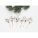 Set of 6 Christmas Bobby Pins – White & Silver Wedding Hair Pins with Berries