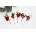 Set of 5 Christmas Bobby Pins with Red Berries – Festive Bridal & Bridesmaid Hair Pins in Burgundy, Gold & Green