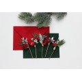 Set of 5 Christmas Bobby Pins – Red, Green & Silver Wedding Hair Pins with Berries