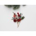 Set of 5 Christmas Bobby Pins – Red, Green & Silver Wedding Hair Pins with Berries