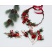 Christmas Flower Crown in Red, Gold, Green & Burgundy – Winter Floral Hair Wreath with Cones & Berries
