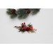 Red, Burgundy, Gold & Green Flower Comb with Berries – Christmas Wedding Hair Accessory for Bride or Bridesmaid