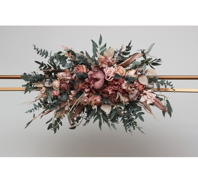 Dusty Rose & Blush Pink Flower Arch Arrangement – Faux Floral Arbor for Weddings