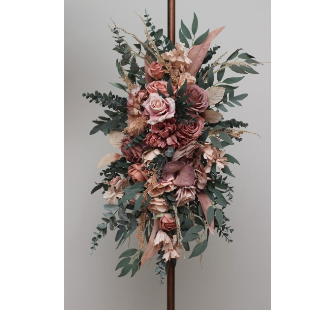 Dusty Rose & Blush Pink Flower Arch Arrangement – Faux Floral Arbor for Weddings