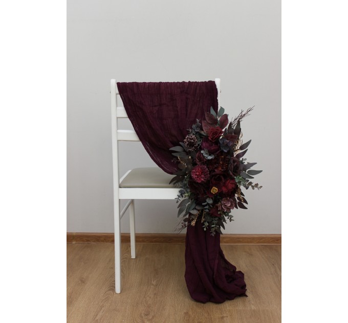 Purple, Burgundy & Gold Aisle Flowers – Elegant Faux Wedding Decor
