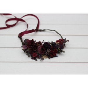 Purple burgundy gold flower crown. Hair wreath. Flower girl crown. Wedding flowers. 5223
