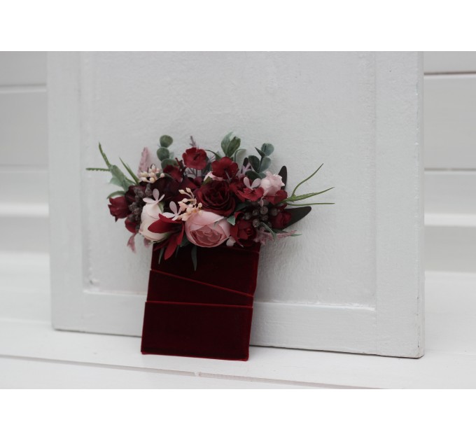 Burgundy & Dusty Pink Pocket Boutonniere – Elegant Faux Square Flower Accessory