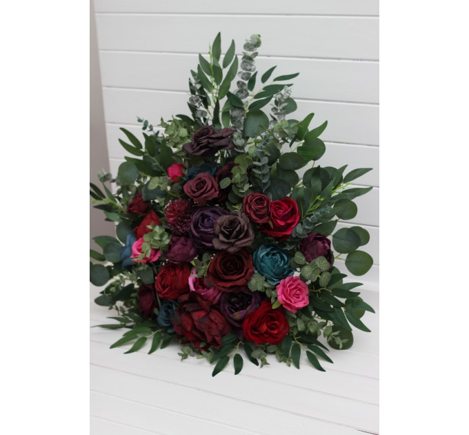 Purple, Teal, Red & Magenta Standing Flowers – Jewel-Tone Faux Wedding Decorations