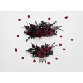 Purple, Burgundy & Black Flower Combs – Gothic Wedding Hair Accessories
