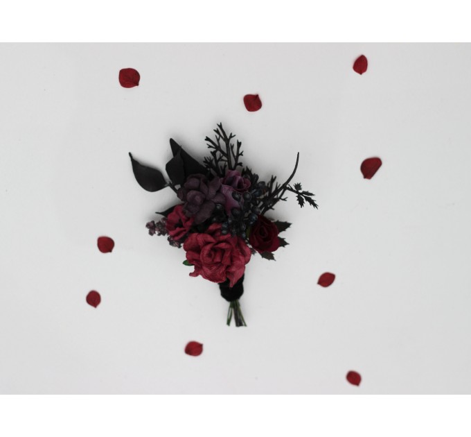 Burgundy, Purple & Black Boutonniere Set – Gothic Wedding Buttonholes