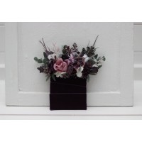 Pocket boutonniere in purple, lilac, and white color scheme. Flower accessories. Pocket flowers. Square flowers. 5430