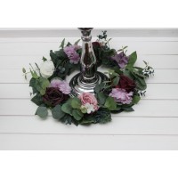 Lantern wreath for table. Floral centerpiece for candles. Wedding faux flowers for decor.  5430