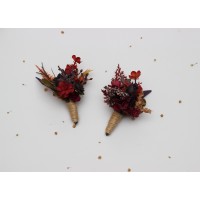  Wedding boutonnieres  in purple rust burgundy colors. Flower accessories. 5434