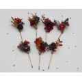 Burgundy, Purple & Rust Hair Pins – Set of 7 Faux Floral Wedding Accessories
