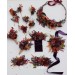 Burgundy, Purple & Rust Hair Pins – Set of 7 Faux Floral Wedding Accessories