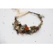 Vintage Rustic Flower Crown – Earthy Faux Floral Bridal Hair Wreath