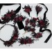 Purple, Burgundy & Black Flower Combs – Gothic Wedding Hair Accessories