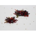 Burgundy, Purple & Rust Flower Combs – Faux Floral Wedding Hair Accessories