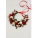 Red & White Floral Crown – Folk Wildflower Hair Wreath for Wedding